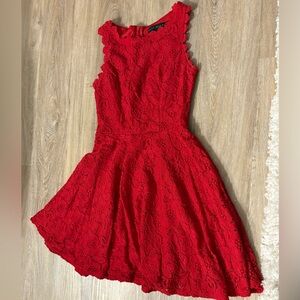 Red Floral Lace Dress